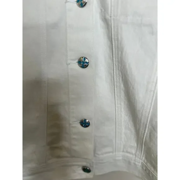 HSN Diane Gilman White Button Down Jacket Beaded Ornate Buttons XL - Picture 3 of 8